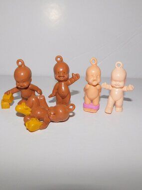 VTG 80s Lot 5 Oodles Babies 2.5" PVC Figures Caucasian African American LJN Toys